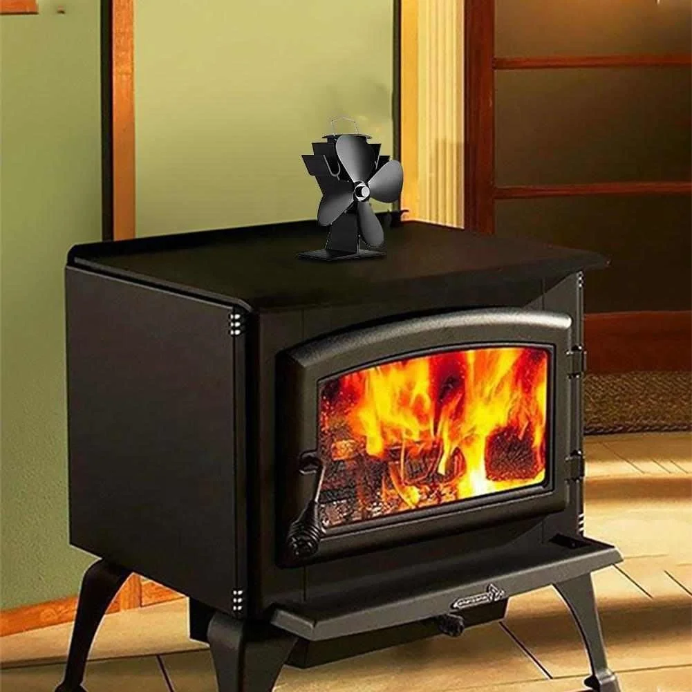 Thermal Power Fireplace Fan Heat Powered Wood Stove Fan For Wood/Log Burner  /Fireplace Eco Friendly Four-leaf Fans