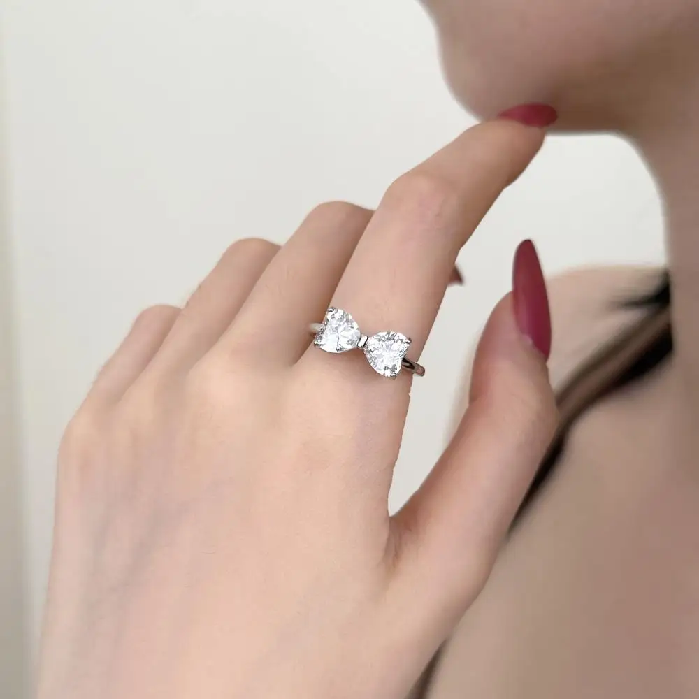 KAKODIY Pink Bow Cubic Zirconia 925 Sterling Silver Fine Jewelry for Women Ring Wedding Ring detail 2
