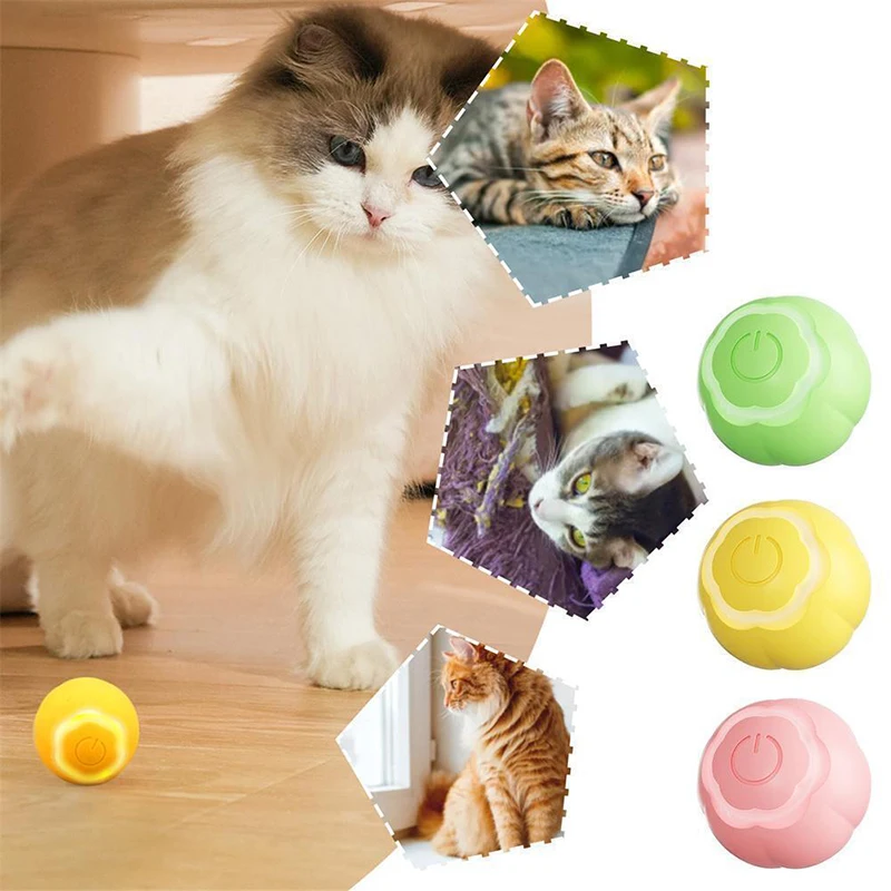 Interactive Cat Ball Toy Active Rolling Ball for Indoor Cats Exercise Automatic Cat Teaser Toy USB Rechargeable Balls Pet Gift