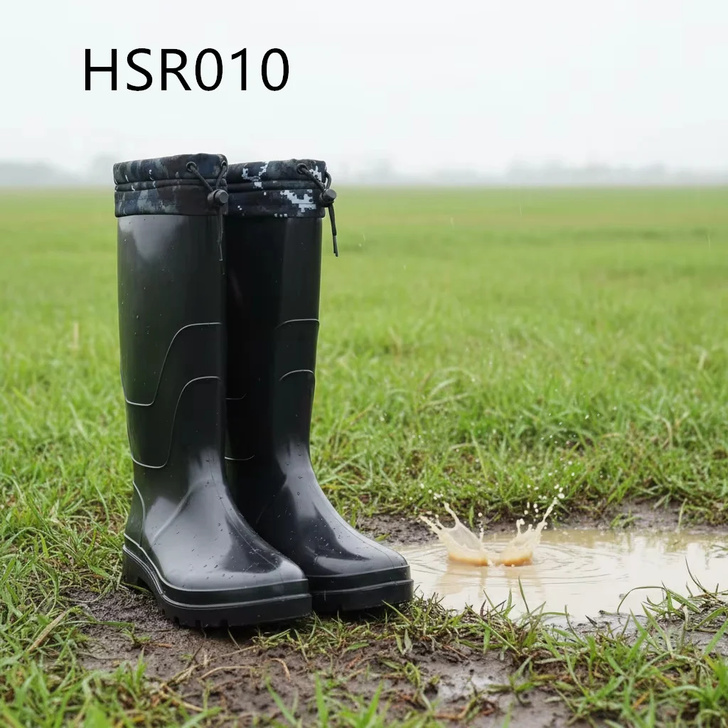 ZYF,Fishing on Boat Polished/matte Upper Available PVC Rain Boots Janitorial Work Fast Rope Guard Black Rubber Boots HSR010