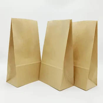 Chinese suppliers Flat bottom brown kraft paper bag without handle for snack food