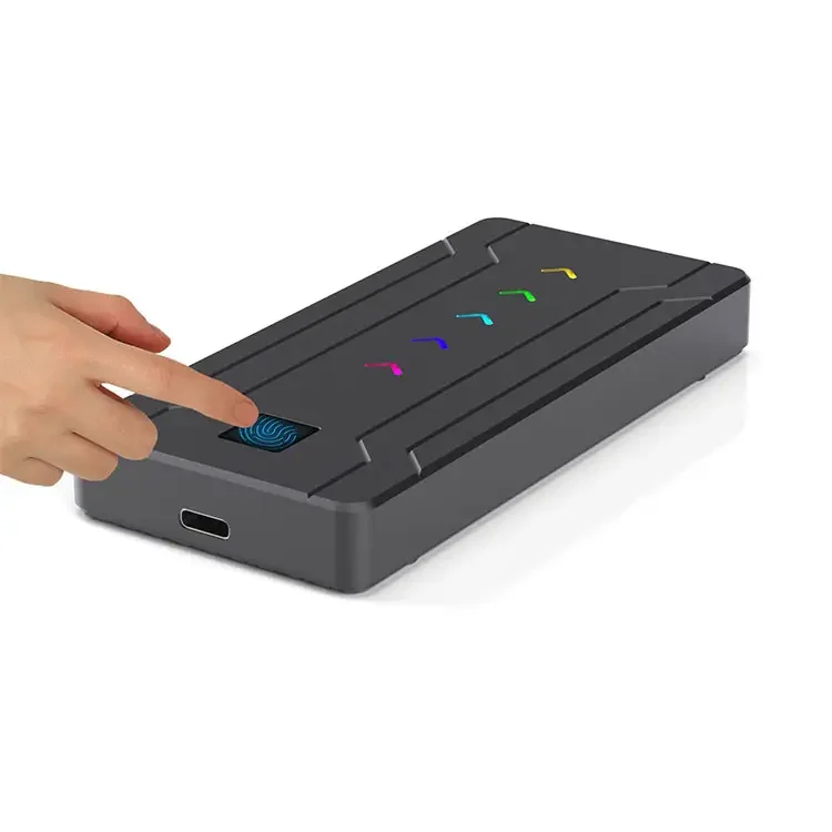 Wholesale USB 10G Dual Protocol NVMe/SATA HDD Enclosure with Fingerprint Encryption M.2 Solid State Drive Box for Office Use