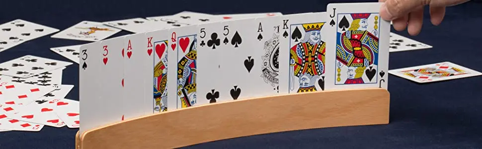 4 Slots Spielkartenhalter aus massivem Holz Freihändige Spielkarten Ständer 