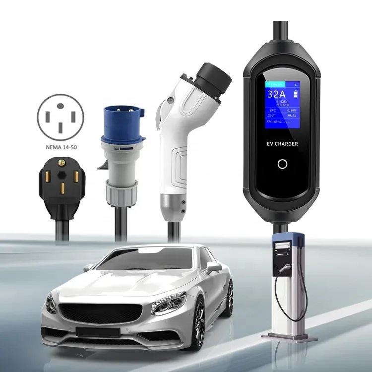 Home Use Adjustable Current 32A Level 2 EV Car Charger Type2 Type1 EV Charger GBT Charging Portable EV Charger for VW ID4