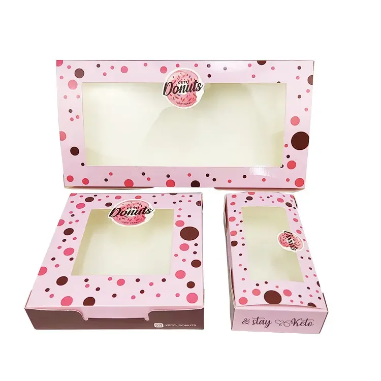 Top Ranking Customized Pink Printing Donuts Food Grade Box Art Paper Cake Box shipping paper box manufacture