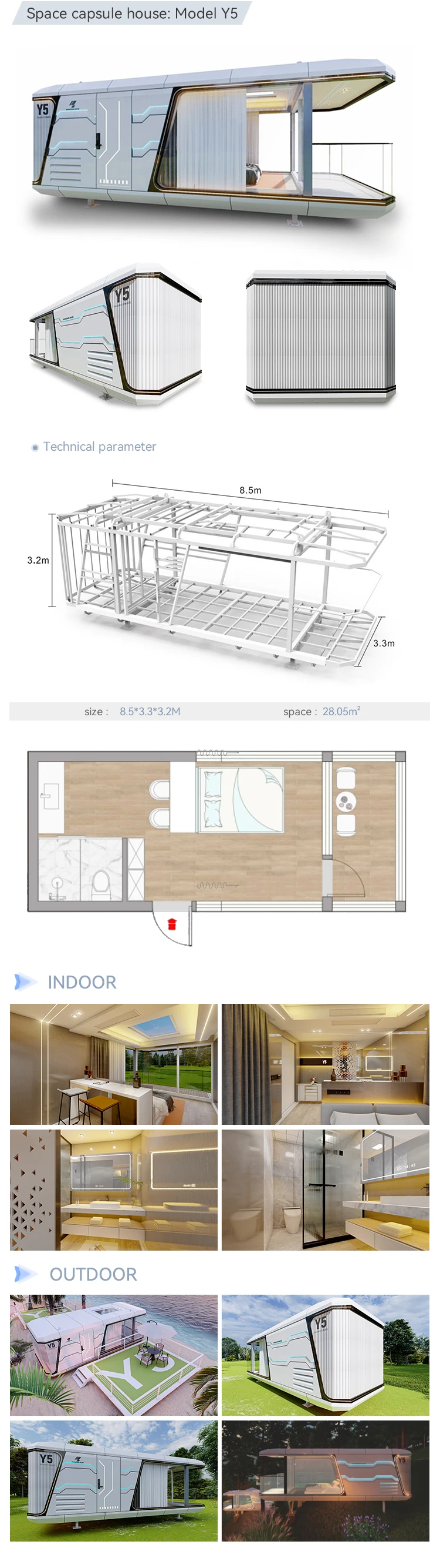 Outdoor Expandable Prefabricated Capsule Container House Modern Modular ...