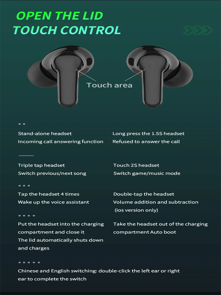 New Products GT1 Earphone Wireless Gaming Headset In-ear True Wireless Stereo Earbuds Touch Operation GT1 Earphone Headphones