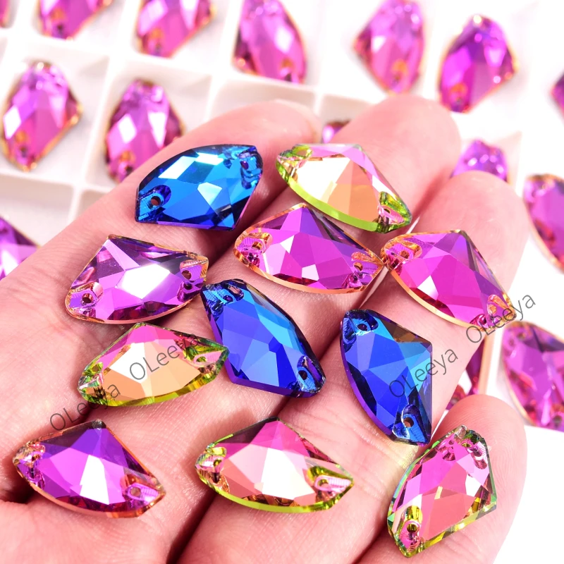 Oleeya 5A Bevel Axe Shape Crystal Rhinestone 17*28 Big Size Strass Flat ...