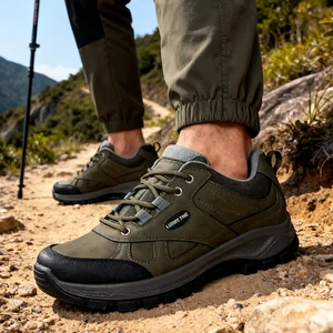 Functional Style Men's Shoes Full Simplicity Strong Support Impact Resistance Shoes Lace-up Flexible Mid-Cut Hiking Casual Shoes