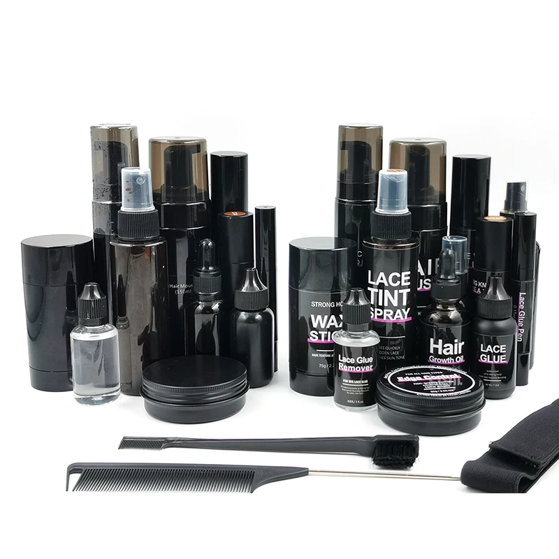 Waterproof Wig Glue Set: 9pcs for Secure and Stylish Applications Wig Installation Set 9pcs Black