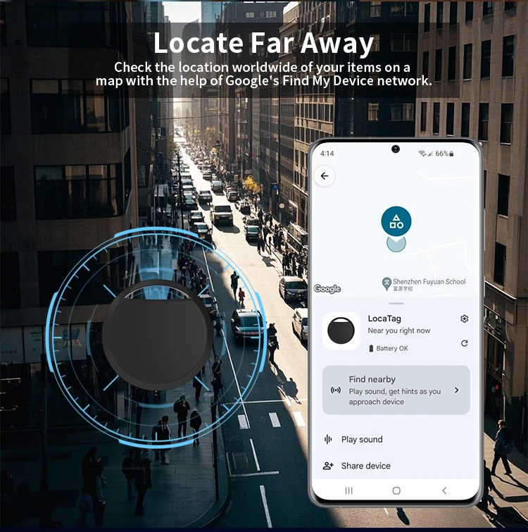 RSH Google Find My Tag Custom Your Logo Smart GPS Tracker Locator Air Tag for Android Key Finder Lugggae Pet Dog manufacture