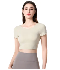 Spring and Summer New Yoga Clothing Short Sleeve Outdoor Running Exercise Fitness Temperament Fashion Sexy Beauty Back Top