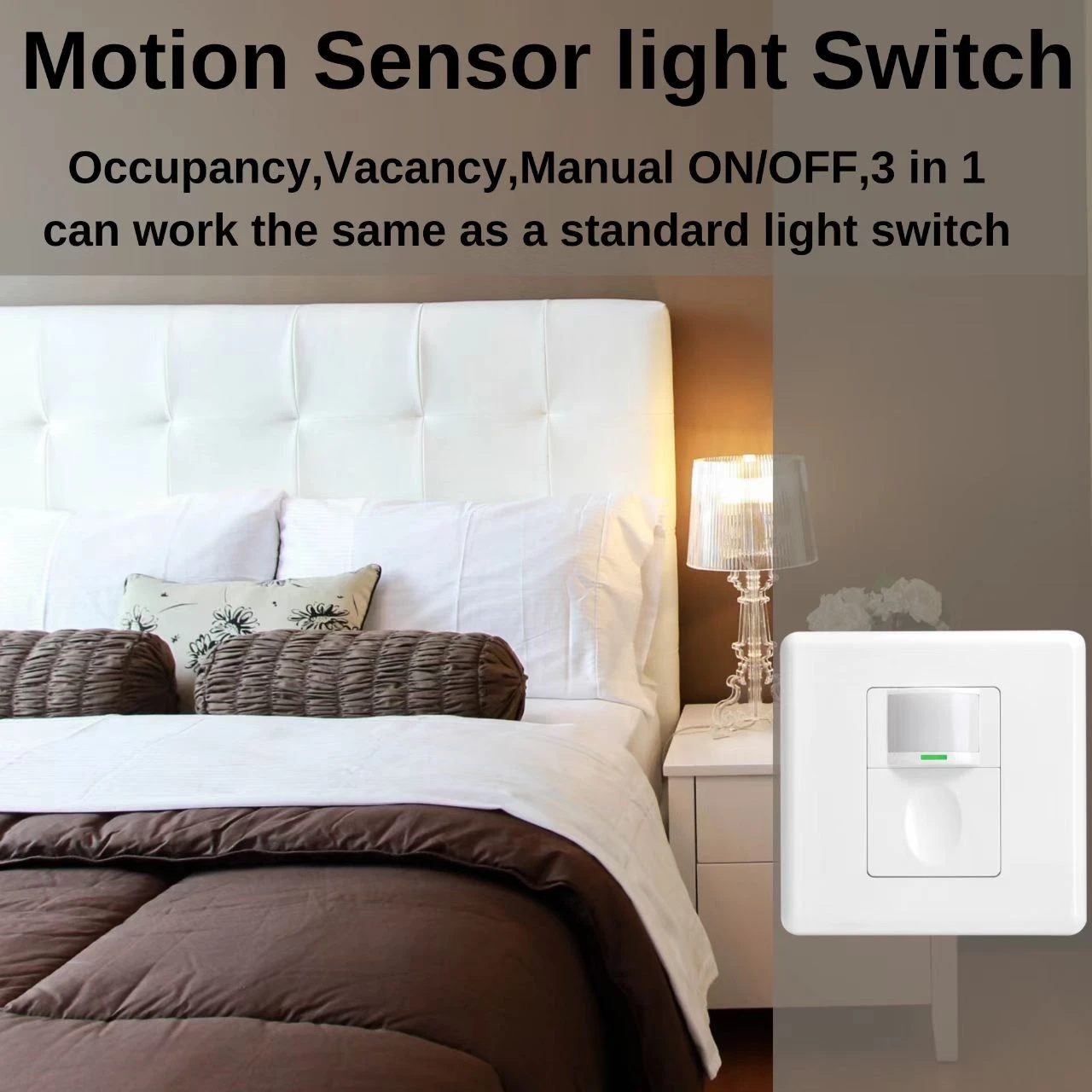 thumbnail image 2 of Infrared PIR Motion Sensor Wall Switch – Auto On/Off, Occupancy/Vacancy, Lawnpartspro 2 of 6