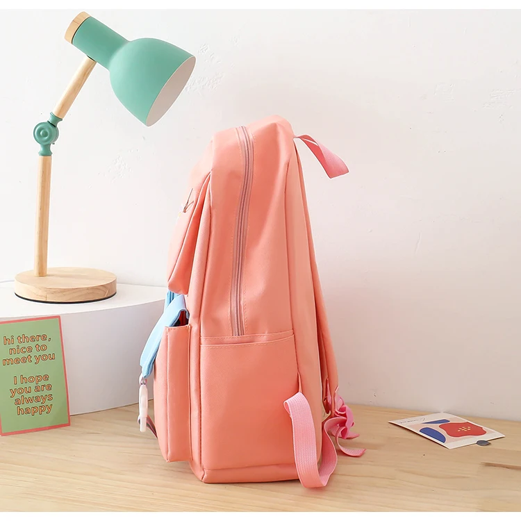 Fashion high quality school   bag five piece backpack set school bag girls schoolbags lovely college style BACKPACK SET