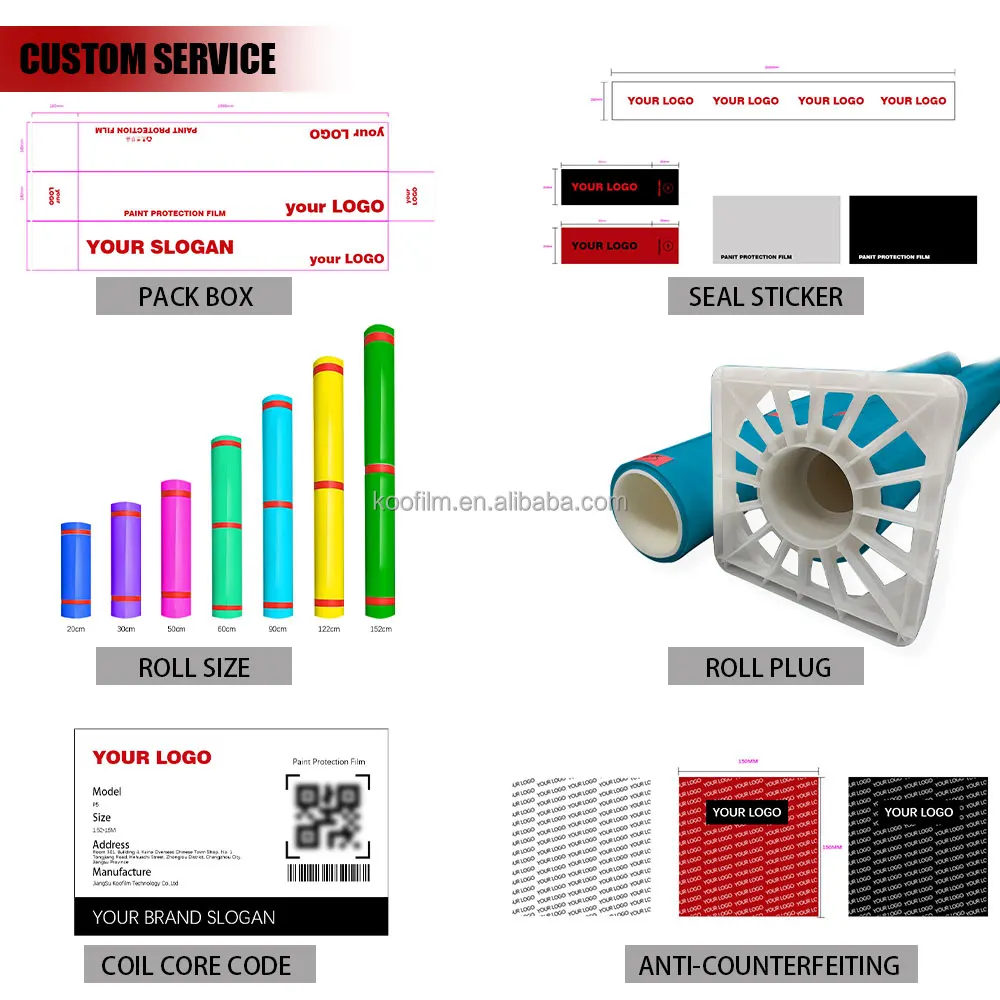 Color PPF 7.5mil 8.0mil Dry and Wet Stickers TPU PET Car Protective Film - Easy Installation 1.52*18M/Roll Car Vinyl Wrap