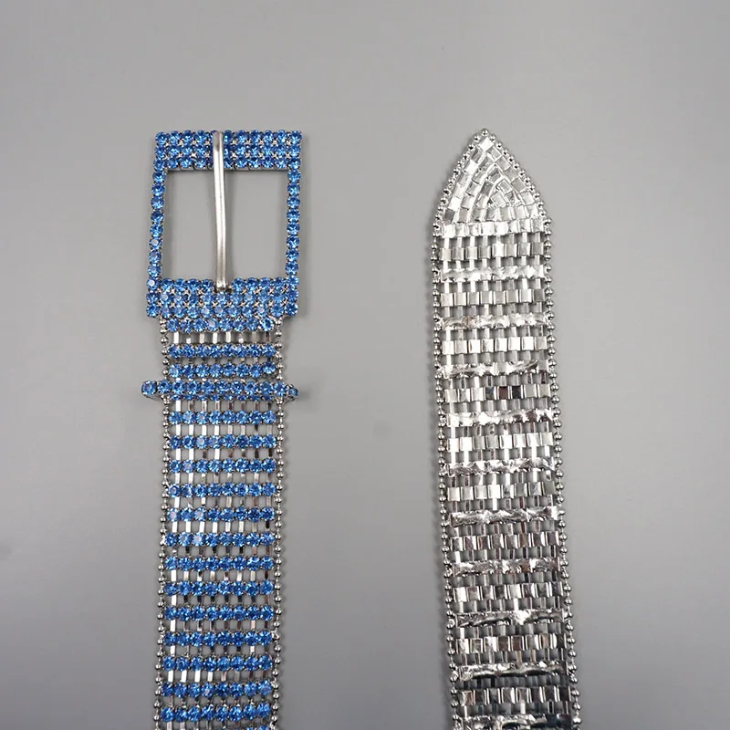 Ready design Silver color fancy crystal belt trim fashion style custom rhinestone women's belt