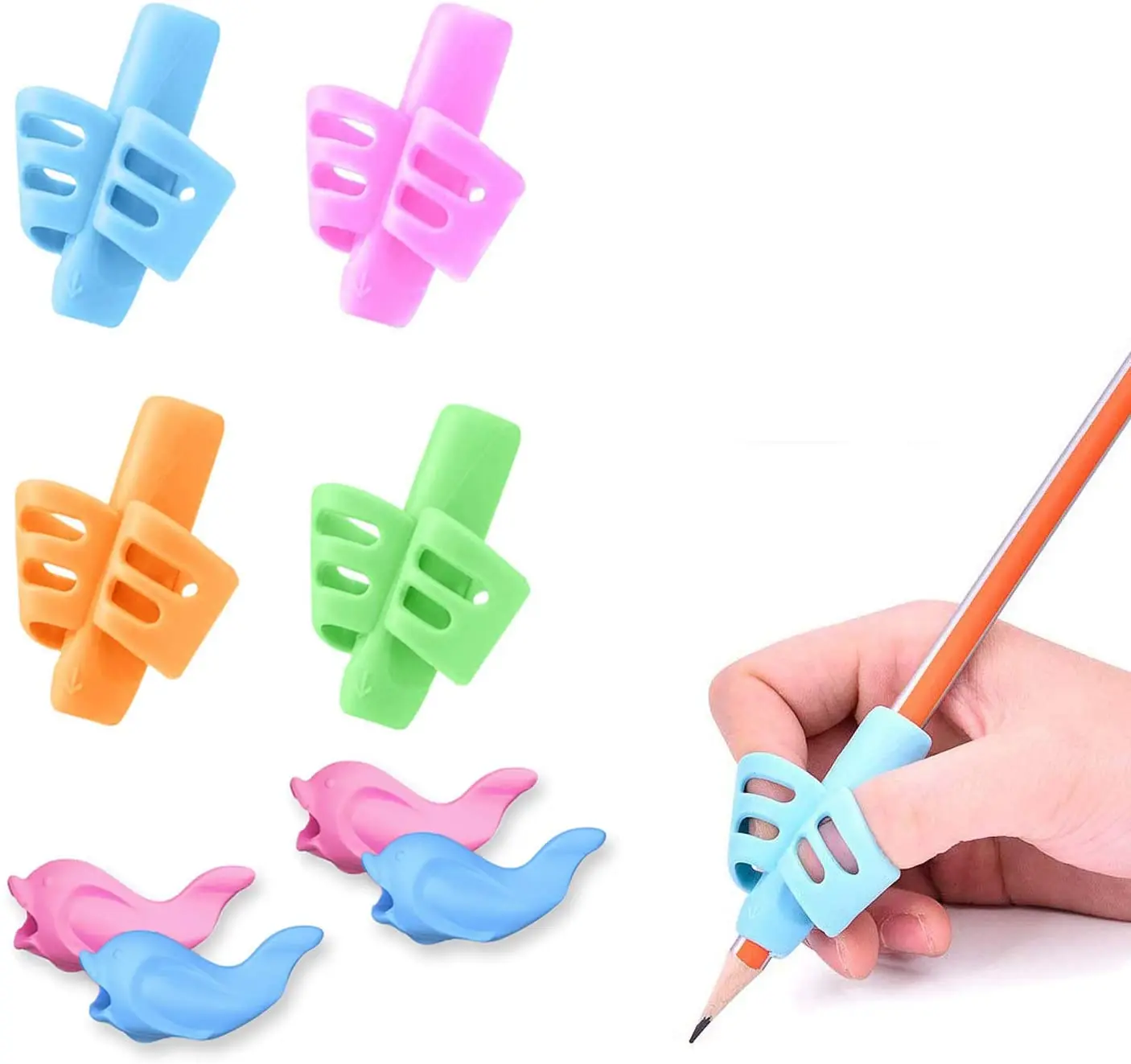 Pencil Grips for Kids Handwriting with Silicone Ball, 5 Fingers Pencil  Grips Trainer, Pen Grips for Beginners, Correction Posture Writing Aid  Pencil Holder for Toddler,Correction Supplies(4 PCS) 