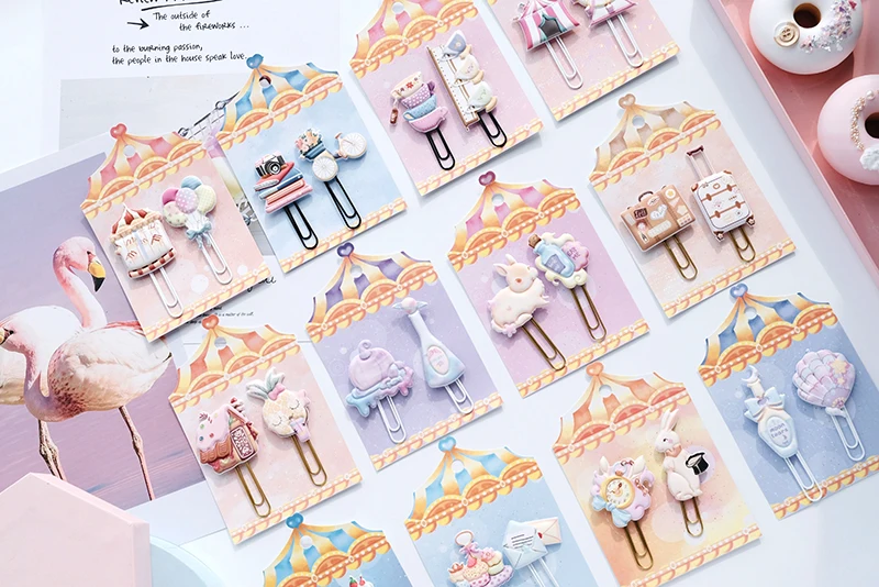 Nekoni Kawaii Stationery PVC Bookmark Reading Presents Paper Clips Fashion Paperclip for Office Stationery