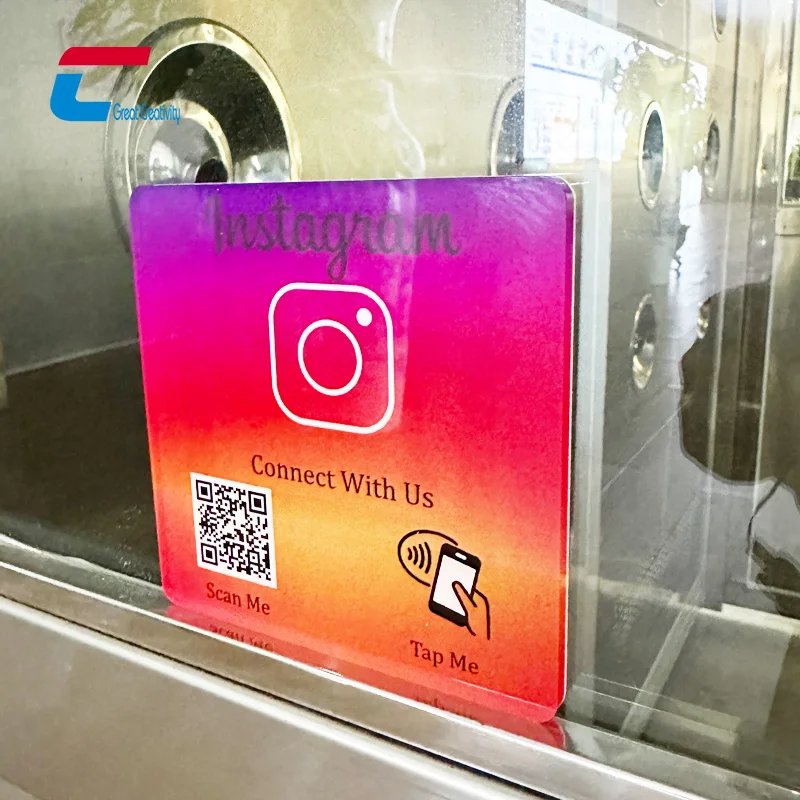 Customized Acrylic Google Review NFC Notice Plate Instagram NFC Review Sticker NTAG 213 NFC Acrylic Plaques