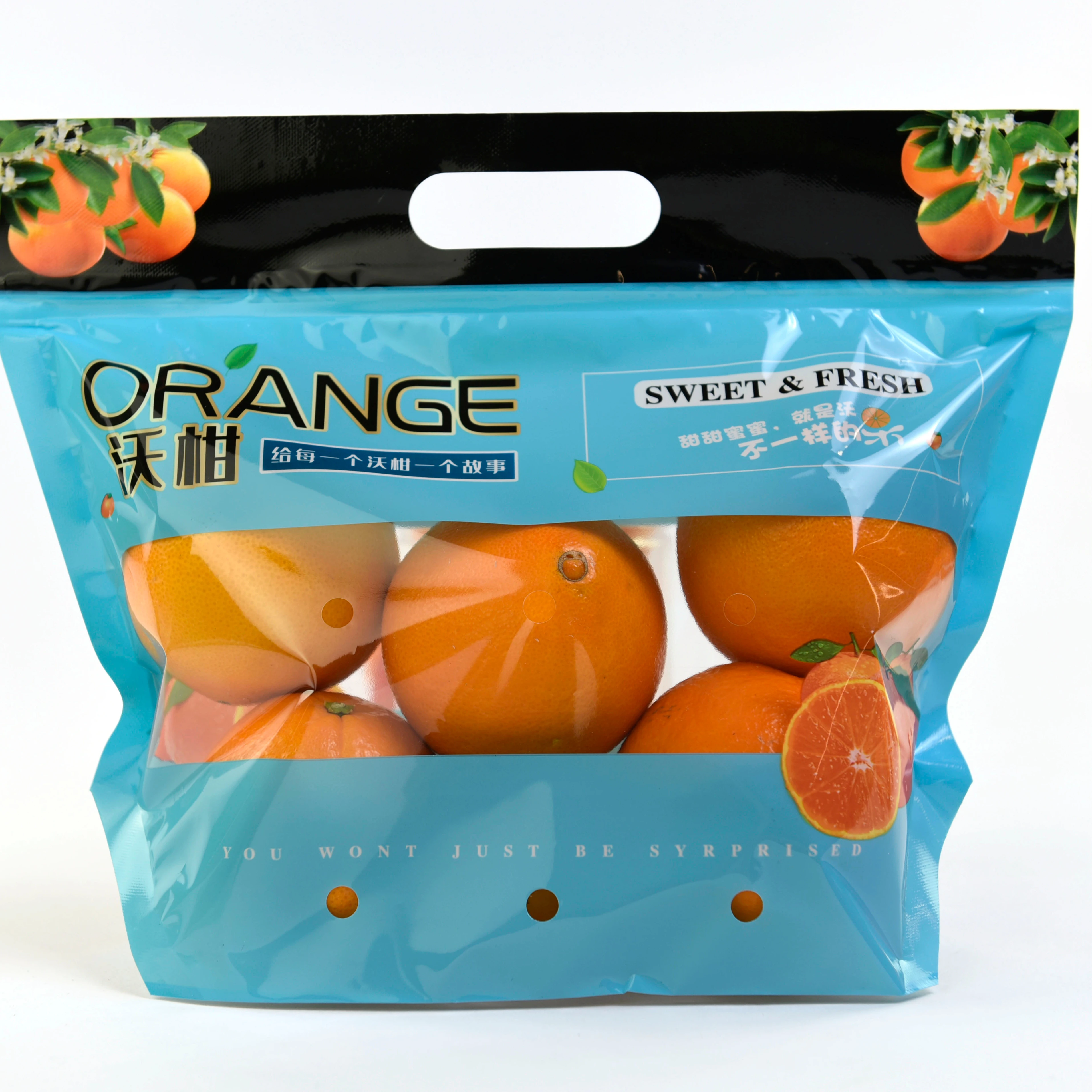 clear fresh fruit packaging bag with