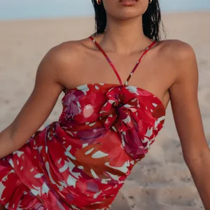 Factory Direct High-Quality Hanging Neck Sexy Suspender Dress Fashionable And Casual Waist Slimming Printed Short Skirt