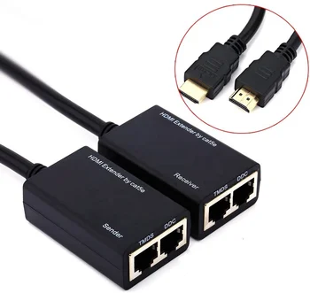 HDMI Extender Over RJ45 CAT5e CAT6 Cable UTP LAN Ethernet Balun Extender Repeater Cable-1080P