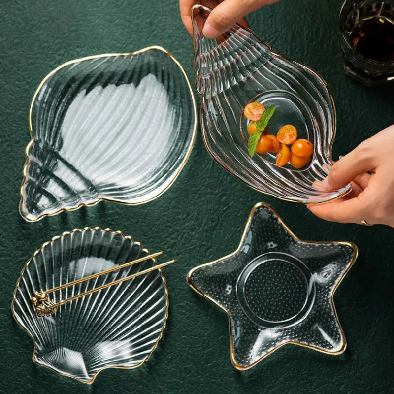 2022 Unique creative nordic INS Phnom penh glass tableware creative ocean salad bowl dessert decorative snack plate