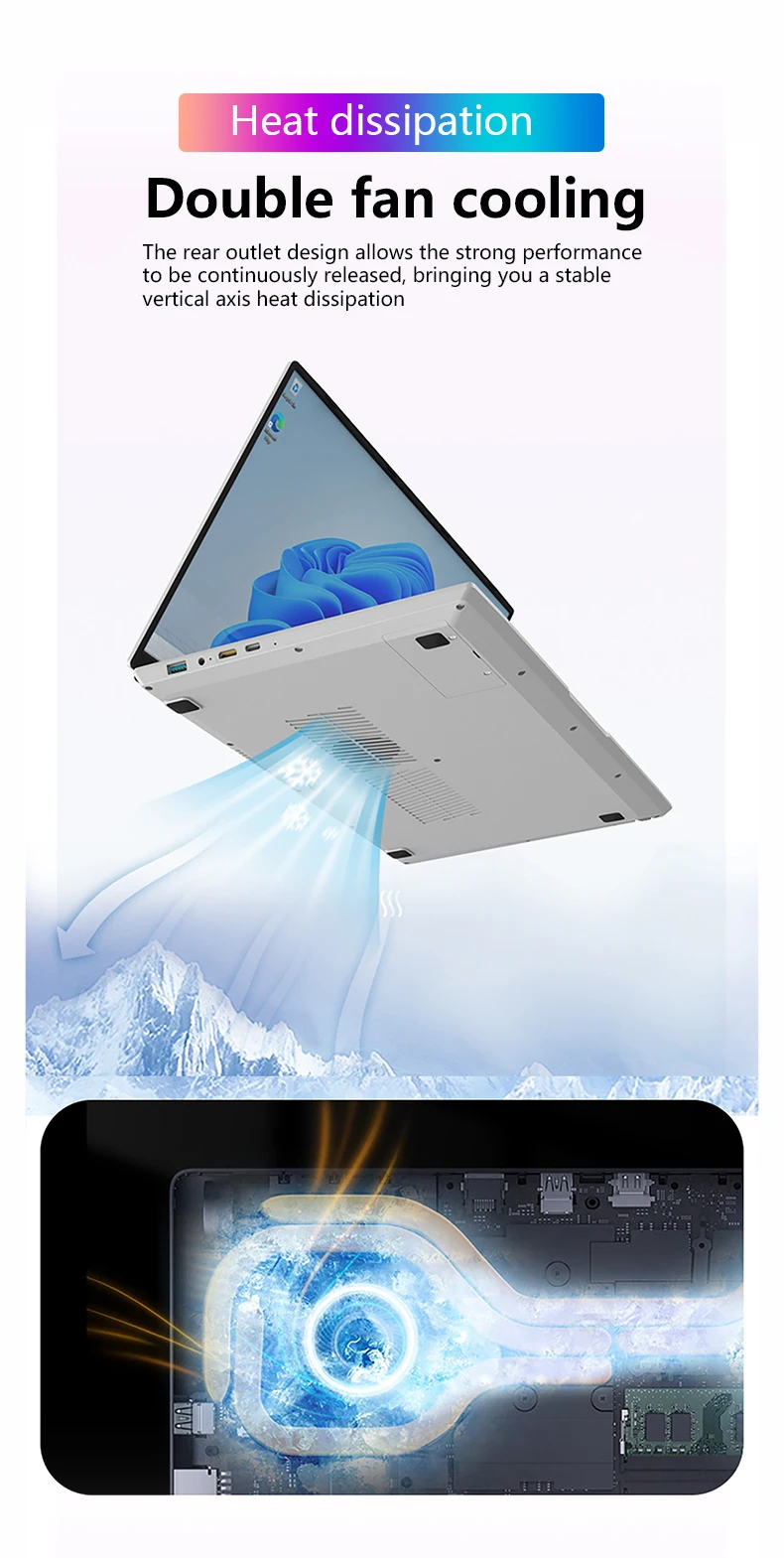 Hot Sale Brand Dual Screen Laptop Win 11 Quad Core Computer 15.6 + 7