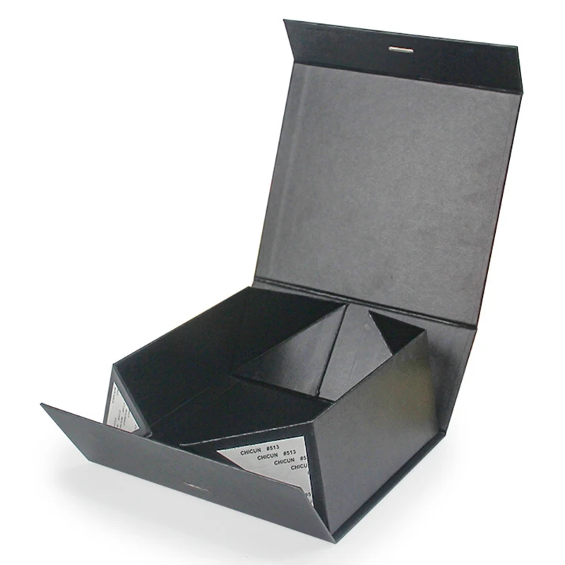 Luxury Black Cardboard Folding Magnetic Close Gift Boxes with Matt Lamination for Face Cream Packaging Custom Embossing Printing