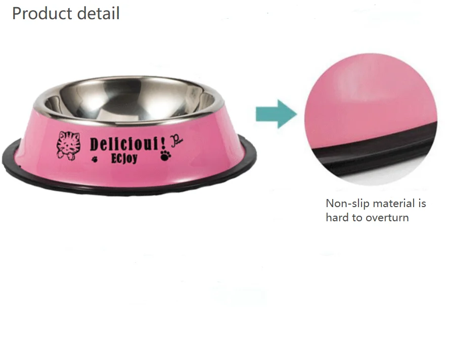 Pet bowl non-slip stainless steel for feeding and drinking