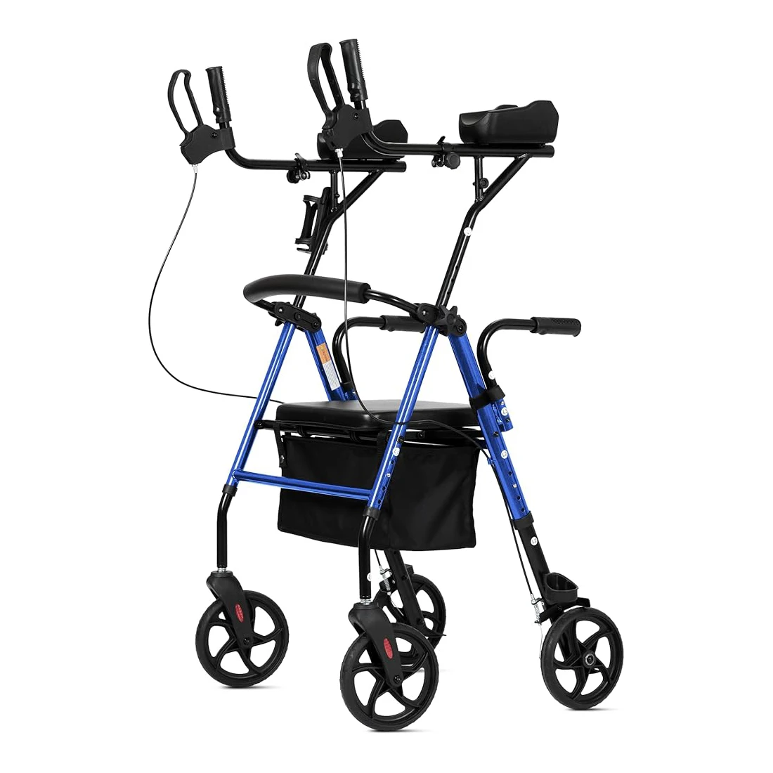 product four wheels folding height adjustable steel rollator walker with seat mobility aids lightweight rollator for disabled-3