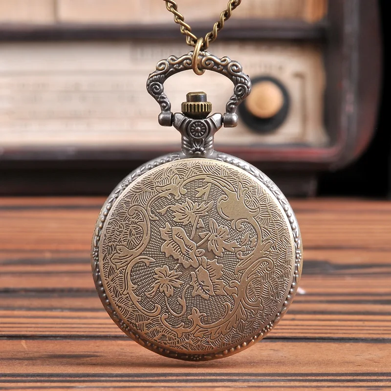 Часы наручные кварцевые с римскими цифрами для мужчин и женщин бронзовые винтажные карманные цепочкой на свитер подвесная цепь в ретро