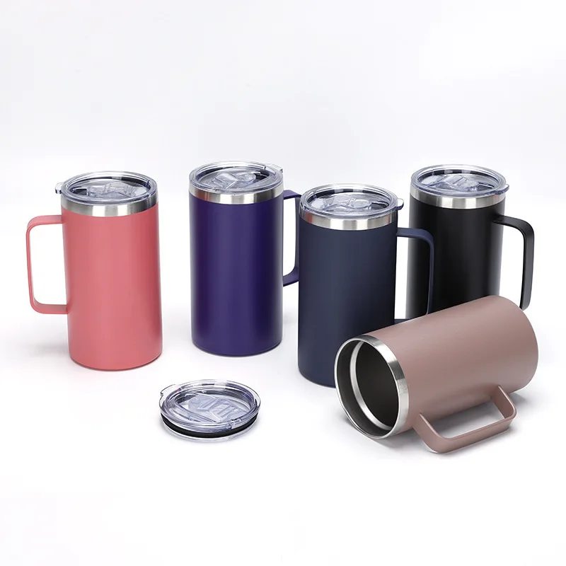 New design long vacuum cup for beer coffee icy cold stainless steel double wall thermal coffee mug with lids metal vacuum mugs