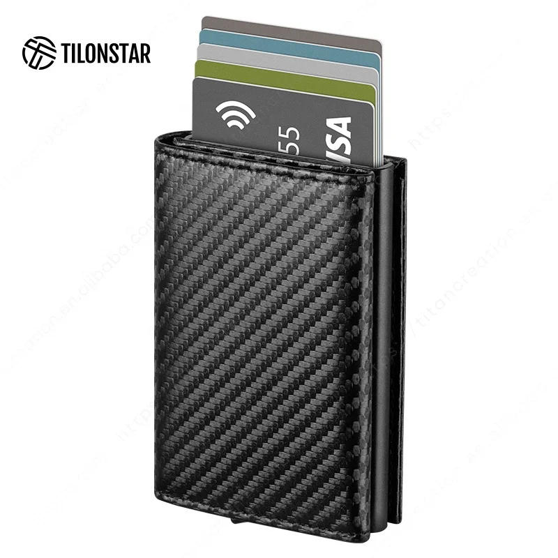 TILONSTAR-cartera con bloqueo RFID para hombre, billetera moderna
