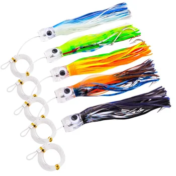 CHEERY 7.5in 9in Tuna Trolling Lures Mylar Flash Wings Reflective Acrylic Resin Head Soft Bait Offshore Fishing Saltwater Fish – Soft Lure – view 3