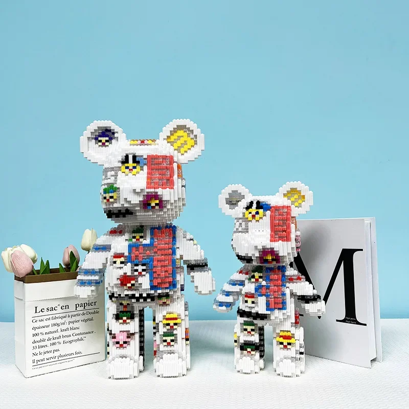 Home Decor Creative DIY Building Blocks Violent Bears Modern Living Room Cabinet Desktop Ornament Plastic Crafts Birthday Gift