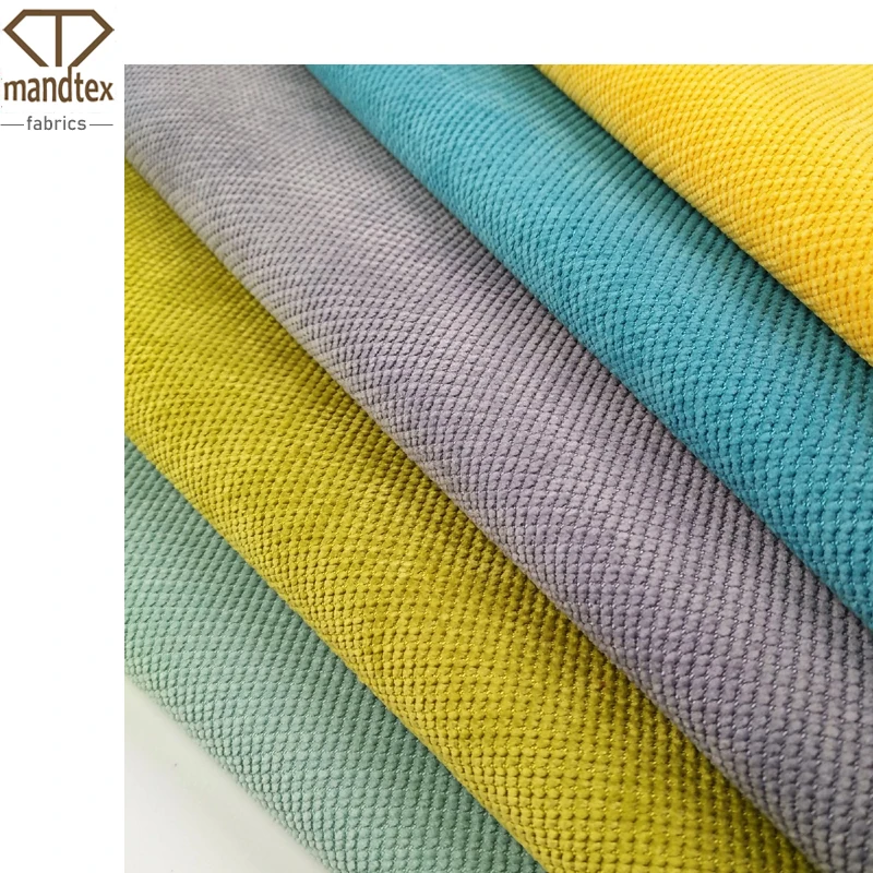 Mand textile ready stock micro polyester dobby woven yarn dyed comfortable dot velvet corduroy fabric for throw pillow by rolls