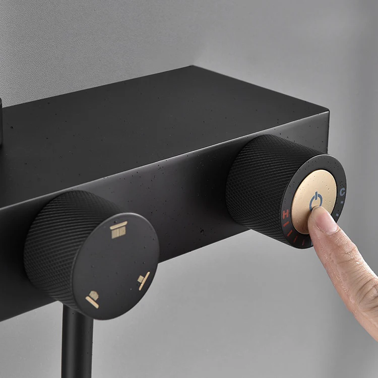 Juego de cabezal de ducha tipo lluvia para baño dorado