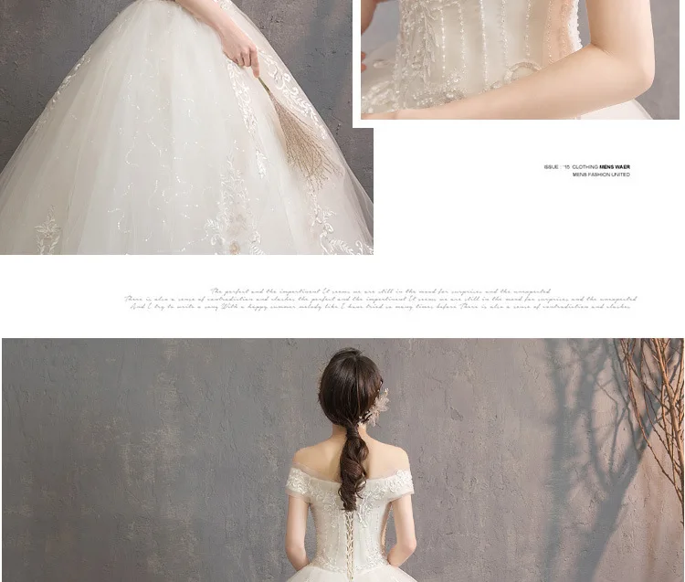 Princess Champagne Mermaid Wedding Dress Off Shoulder Crystal Wedding Gowns