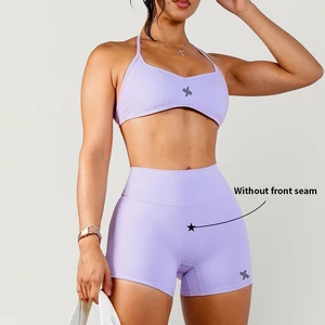 Custom XXL Plus Size 2-Piece Yoga Workout Set Breathable Four-Way Stretch Gym Shorts Top Scrunch Butt Fitness Wear Front