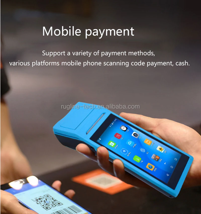 Handheld Pos Terminal Android 8.1 PDA Restaurant Shop Cash Registers Wireless Bill Machine Thermal Receipt Printer