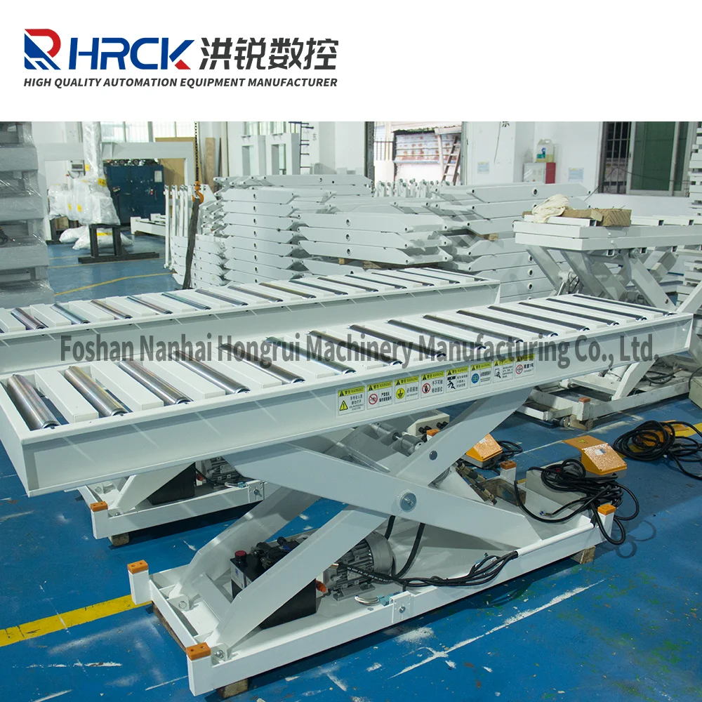 hongrui Mechanical 3 Tons Heavy DutyHydraulic Scissor Lift Table with Powered Roller Surface OEM with CE Certificate