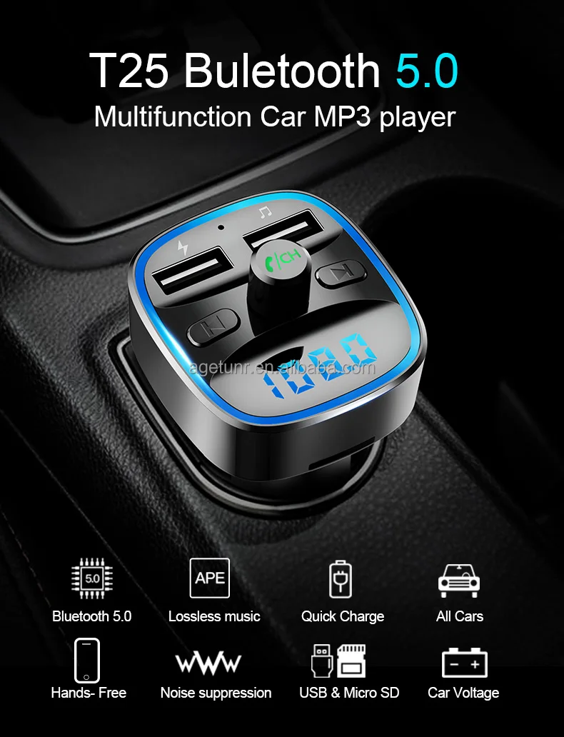 Agetunr T25 Bluetooth 5 0車のfmトランスミッタsd U ディスク充電器2 4aライト効果ハンズフリーキットカーステレオmp3プレーヤーblack Buy 車のbluetooth Fmトランスミッター Bluetoothカーキットfmトランスミッター ステレオカーmp3プレーヤー Product On Alibaba Com