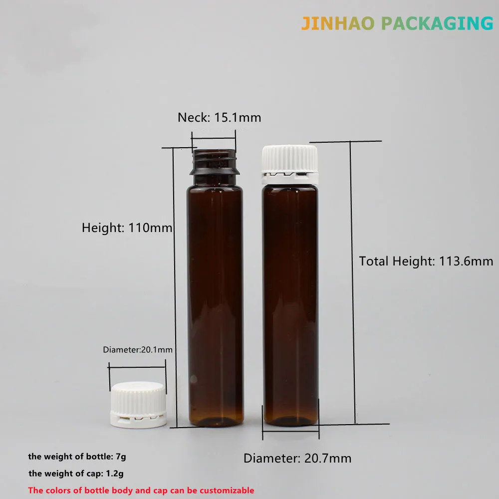 10ML 15ML 20ML 25ML 40ML Oral Liquid Tubular Bottle Avoid Light Security Caps Collagen PP PET Bottle Long Tube Plastic Bottle