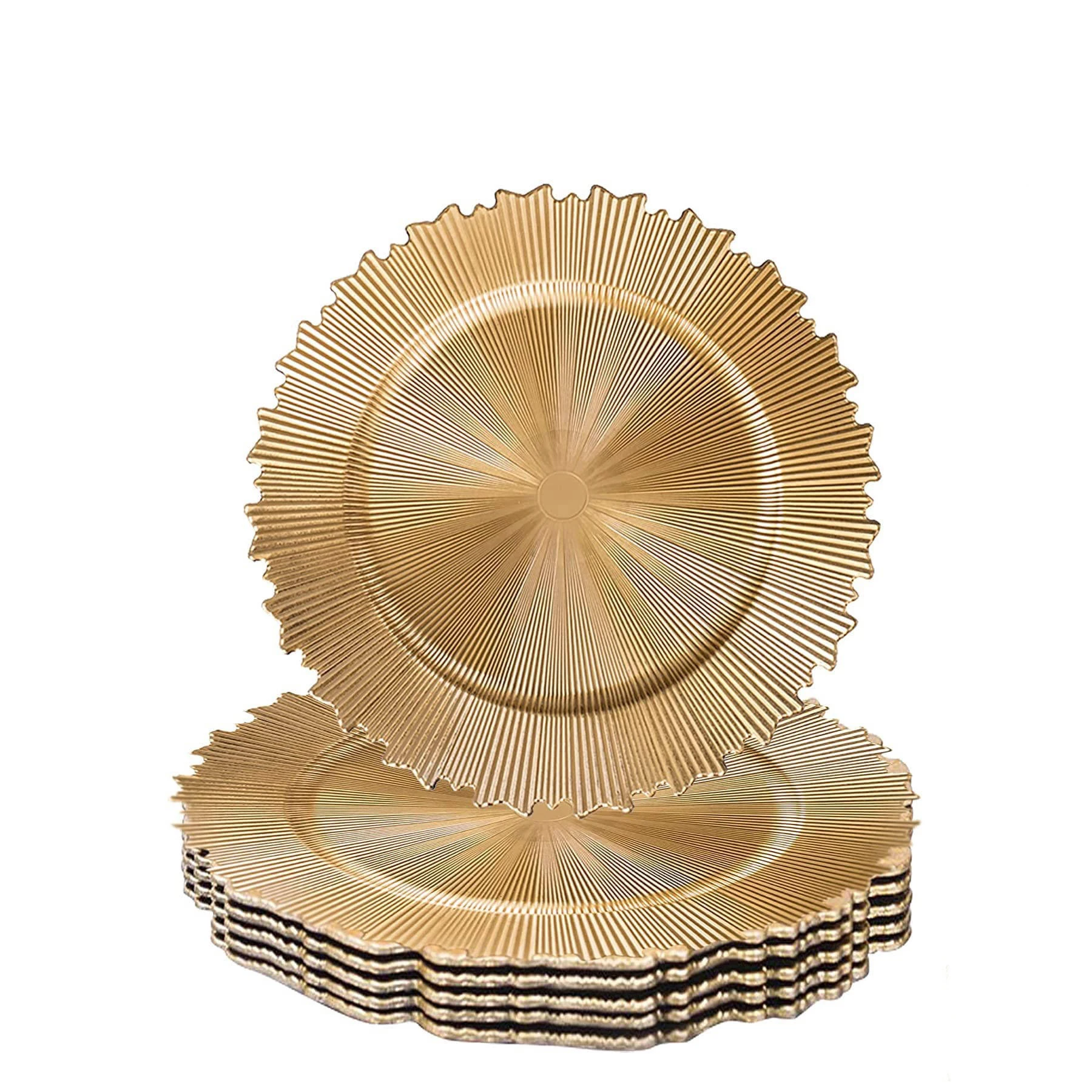 13 Inch Sunburst Gold Round Plastic Charger Plates