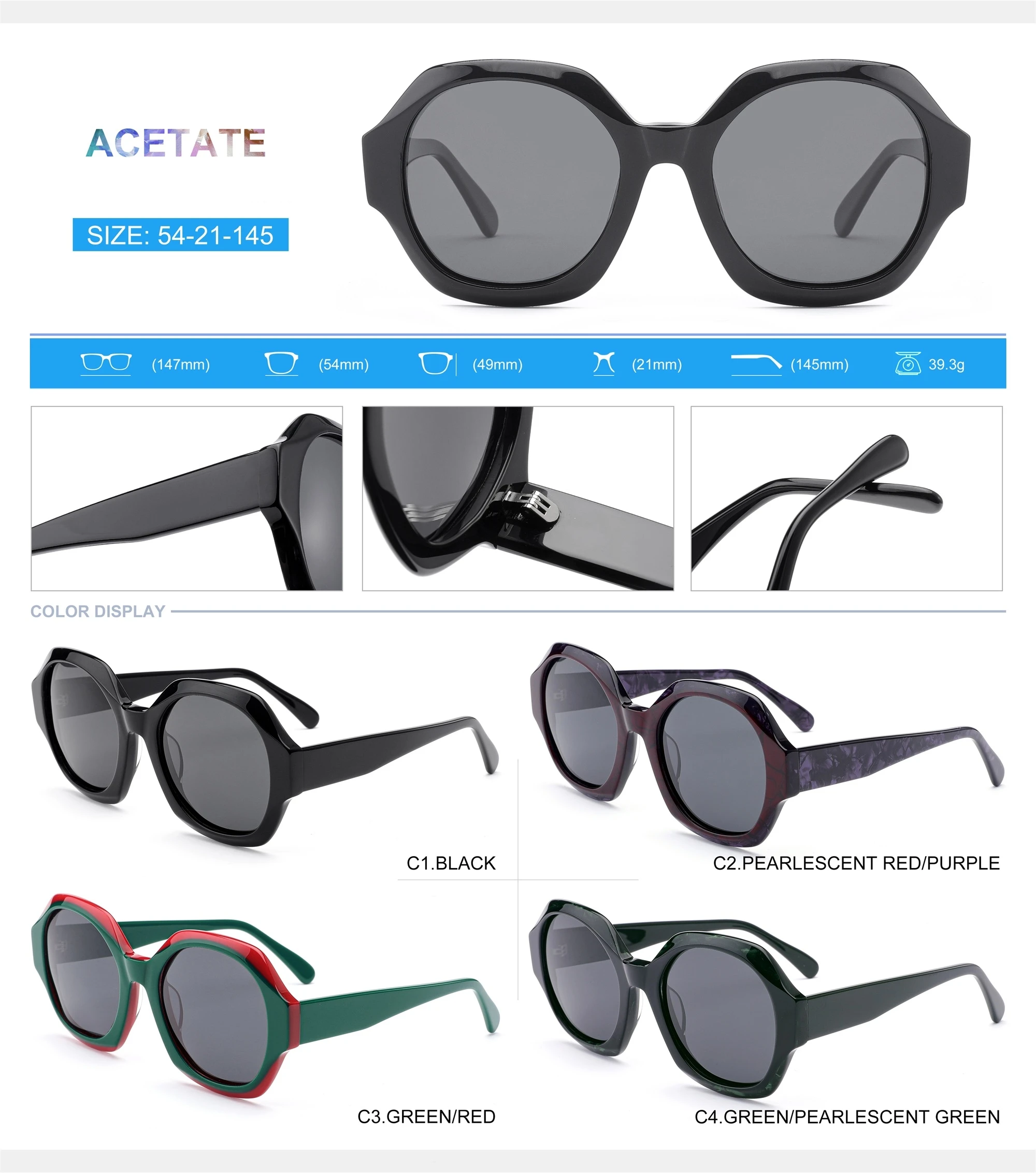 Deluxe DONGJUN Model 1193 Unisex Acetate Sunglasses Photochromic Lenses Handmade Square Thick H2f52a70fd41d469dbdc87b8eb50946a9G