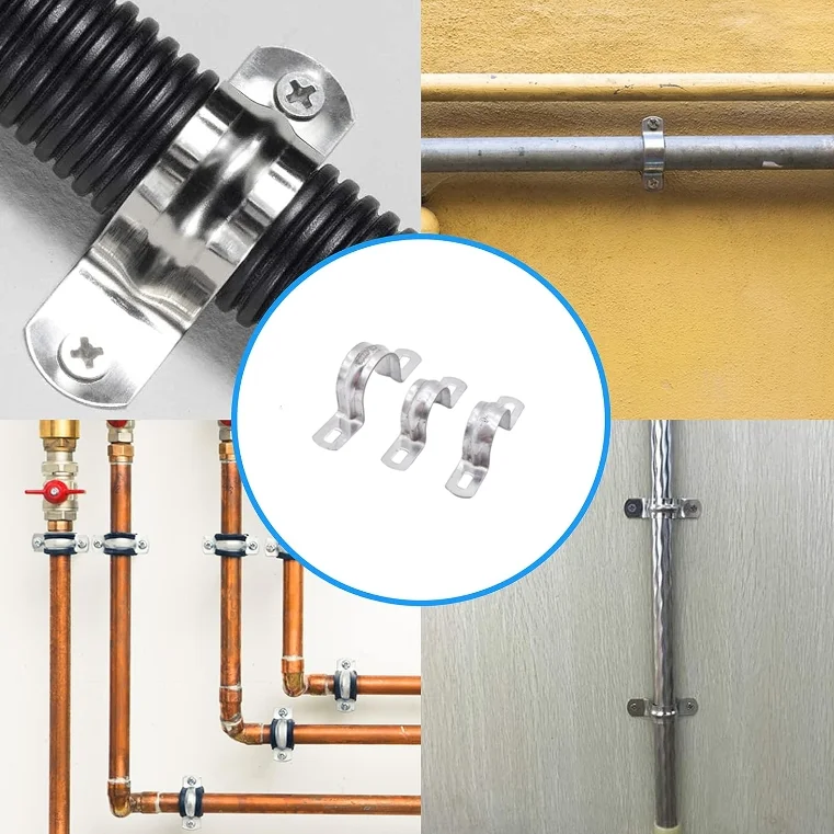 EMT Two-Hole Conduit Steel Pipe Strap Rigid Full Saddle Galvanized Steel Clip Clamp 2-Hole Electrical Mounting Strap