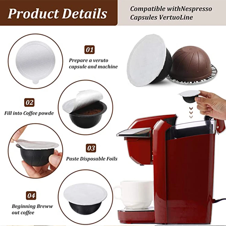 62mm Disposable Nespresso Vertuo Coffee Capsule Seals Foils Cream Foam