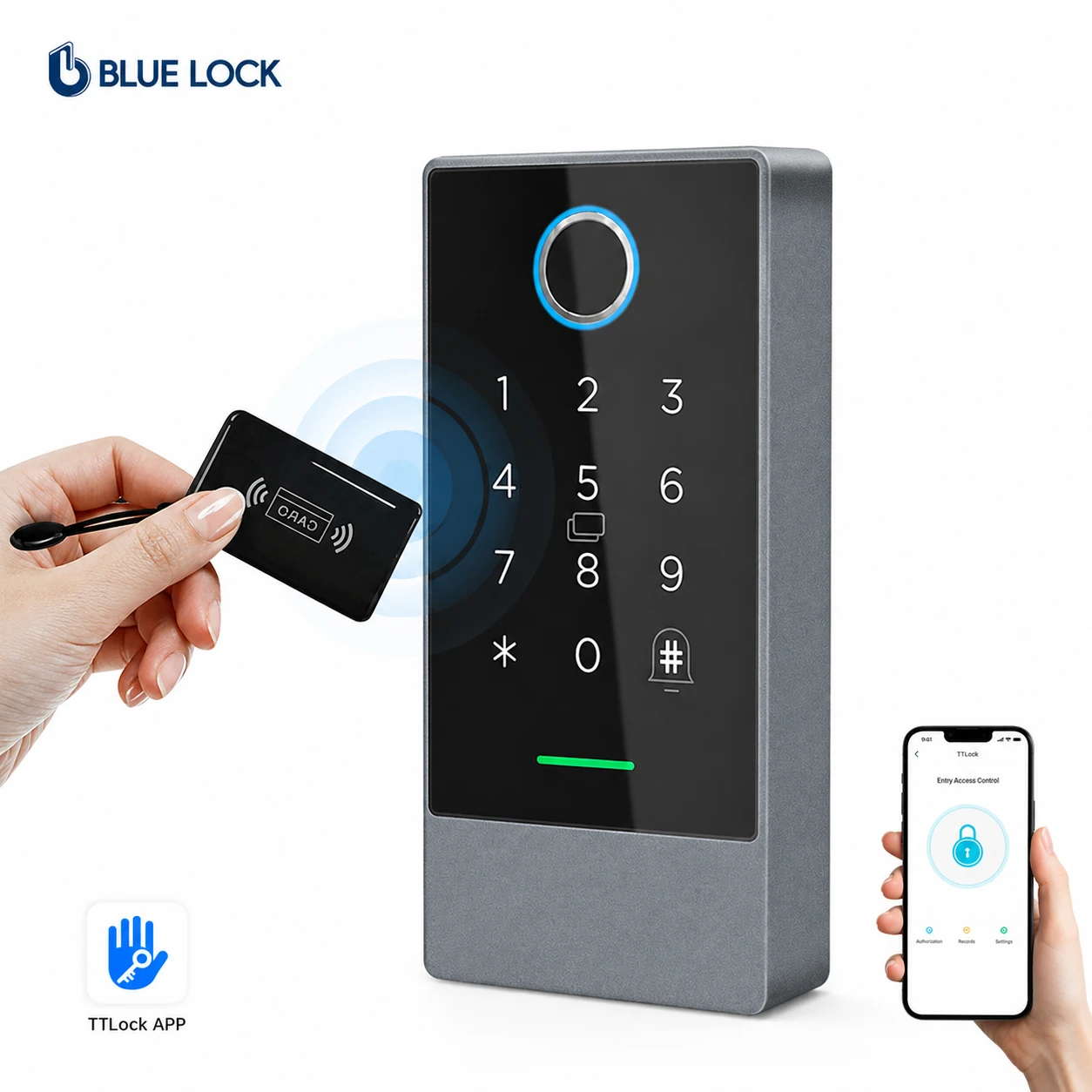 Bluelock TTLock Waterproof Card BLE WiFi Password Cloud Storage Remote Unlocking Access Control Fingerprint Smart Door Lock