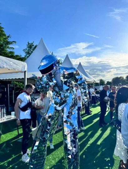 Led Lighted Stage Performance Male Punk Mirror Reflective Stilts Costume Suit for Sale